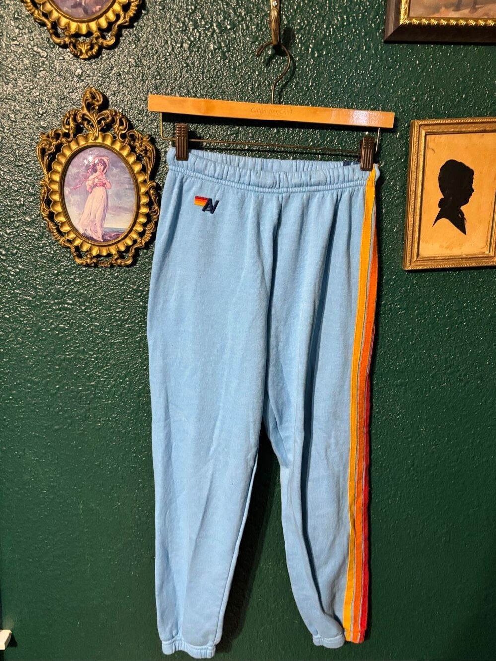 Aviator Nation Blue Striped Logo Sweatpants Joggers Sz XS